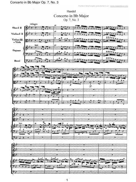 First page of Concerto en Si b majeur Op. 7 n°3