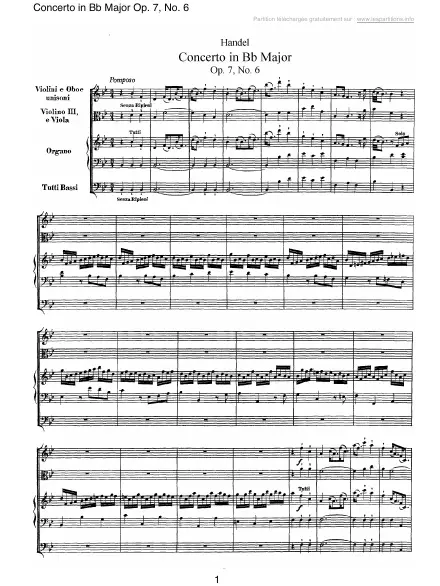 First page of Concerto en Si b majeur Op. 7 n°6