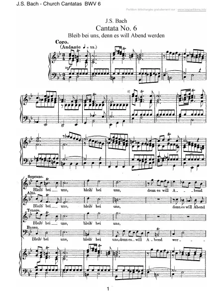 First page of Cantate BWV 006 - Bleib bei uns, denn es will Abend werden