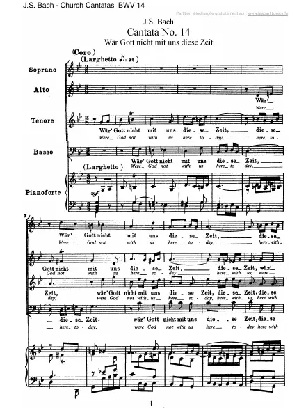 First page of Cantate BWV 014 - Wär Gott nicht mit uns diese Zeit
