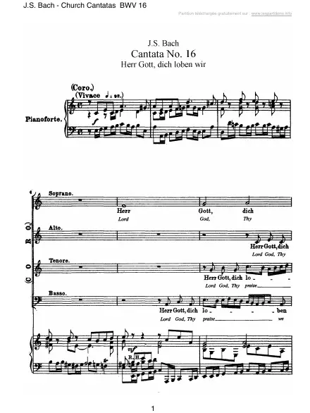 First page of Cantate BWV 016 - Herr Gott, dich loben wir