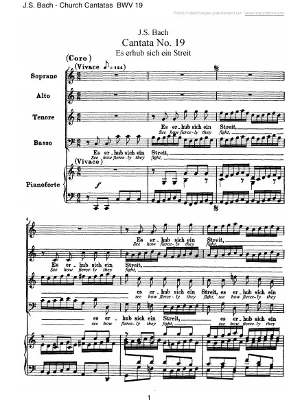 First page of Cantate BWV 019 - Es erhub sich ein Streit