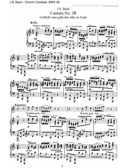 First page of Cantate BWV 028 - Gottlob! nun geht das Jahr zu Ende