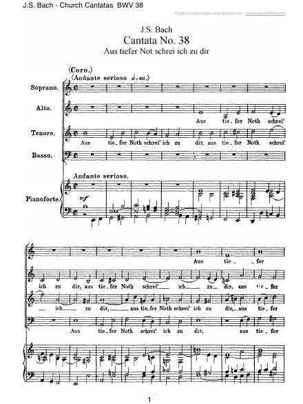First page of Cantate BWV 038 - Aus tiefer Not schrei ich zu dir