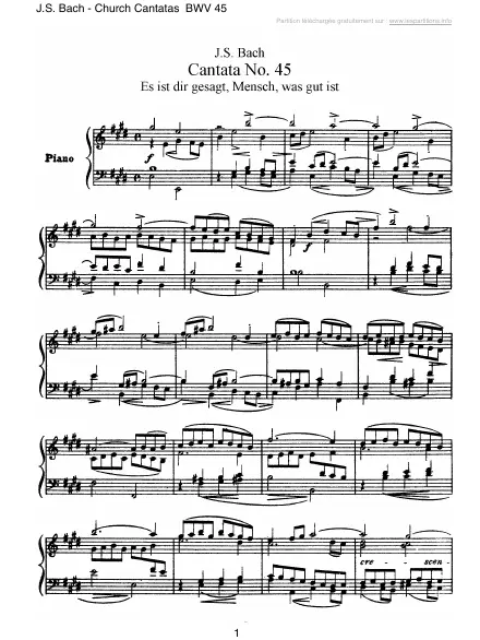 First page of Cantate BWV 045 - Es ist dir gesagt, Mensch, was gut ist