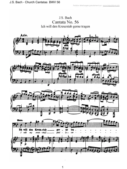 First page of Cantate BWV 056 - Ich will den Kreuzstab gerne tragen