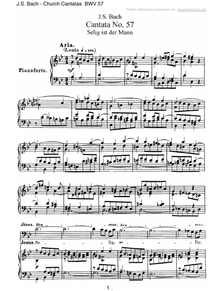 Première page de la partition Cantate BWV 057 - Selig ist der Mann