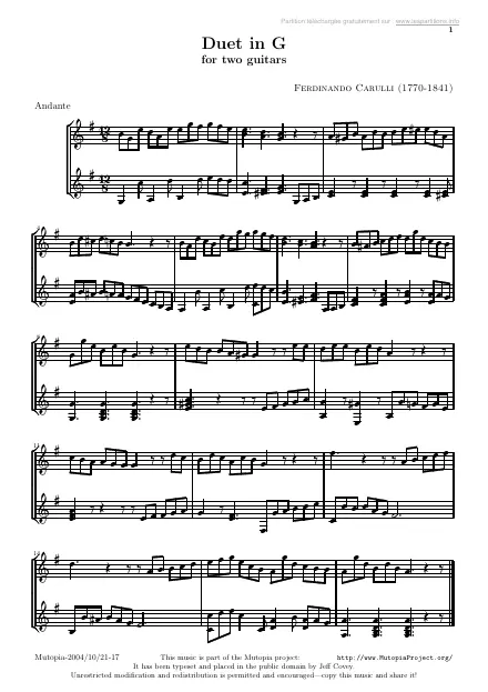 First page of Duo en Sol pour deux guitares