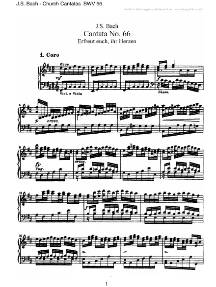 First page of Cantate BWV 066 - Erfreut euch, ihr Herzen