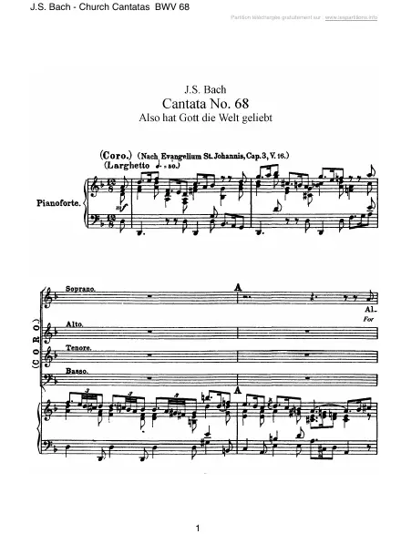 First page of Cantate BWV 068 - Also hat Gott die Welt geliebt