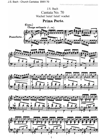 Première page de la partition Cantate BWV 070 - Wachet ! betet ! betet ! wachet !