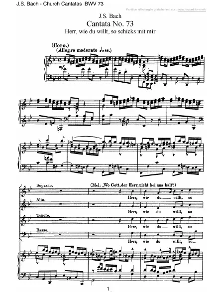 First page of Cantate BWV 073 - Herr, wie du willst, so schicks mit mir