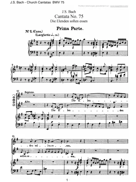 First page of Cantate BWV 075 - Die Elenden sollen essen