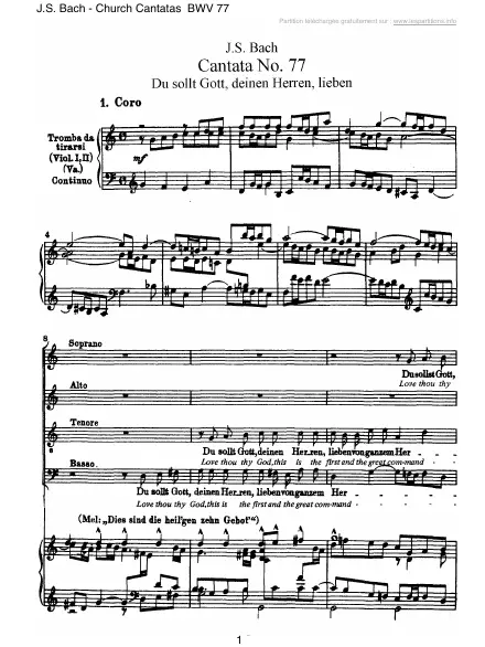 First page of Cantate BWV 077 - Du sollt Gott, deinen Herren, lieben