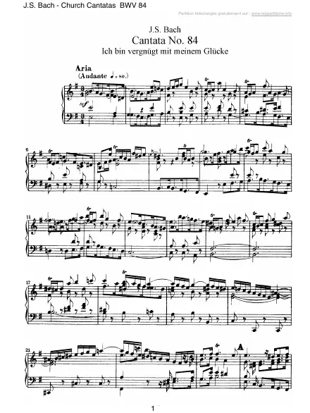 First page of Cantate BWV 084 - Ich bin vergnügt mit meinem Glücke