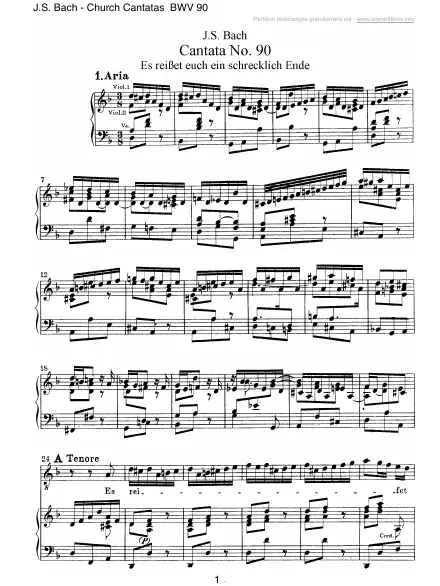 Première page de la partition Cantate BWV 090 - Es reisset euch ein schrecklich Ende