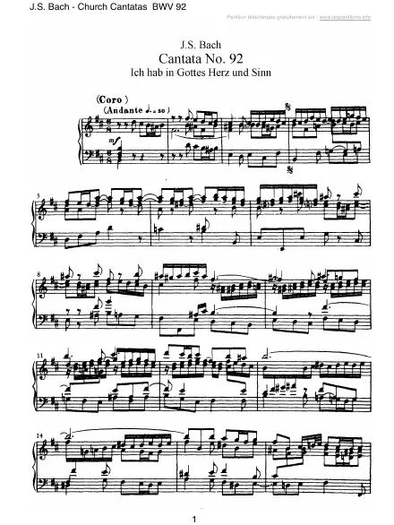 First page of Cantate BWV 092 - Ich hab in Gottes Herz und Sinn