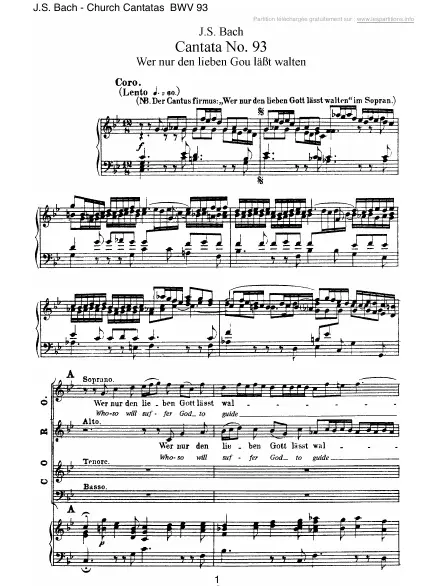 First page of Cantate BWV 093 - Wer nur den lieben Gott lässt walten