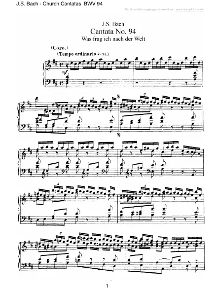 First page of Cantate BWV 094 - Was frag ich nach der Welt