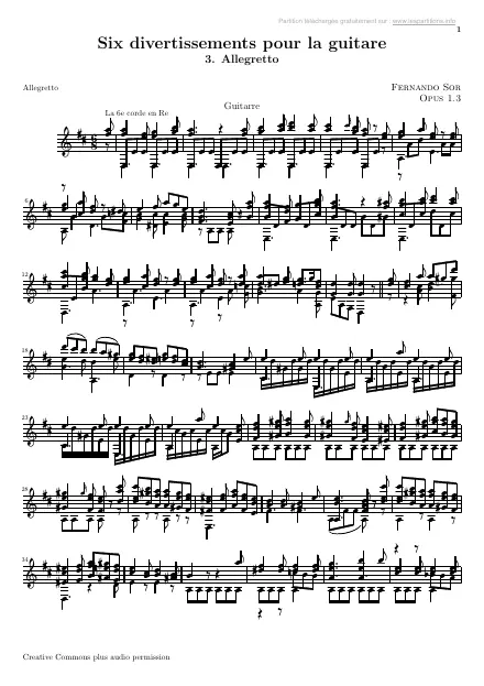First page of Divertissements Op. 1 n°3 : Allegretto