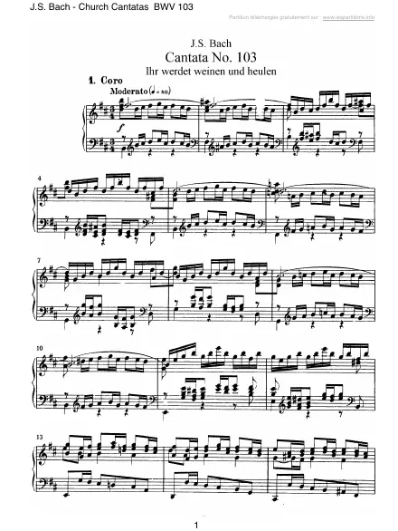 First page of Cantate BWV 103 - Ihr werdet weinen und heulen