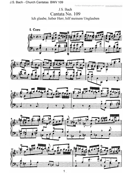 First page of Cantate BWV 109 - Ich glaube, lieber Herr, hilf meinem Unglauben