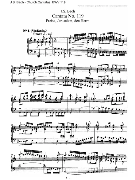 First page of Cantate BWV 119 - Preise Jerusalem, den Herrn