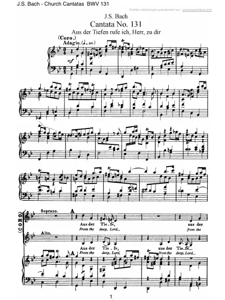 First page of Cantate BWV 131 - Aus der Tiefen rufe ich, Herr, zu dir