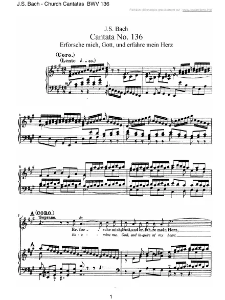 First page of Cantate BWV 136 - Erforsche mich, Gott, und erfahre mein Herze