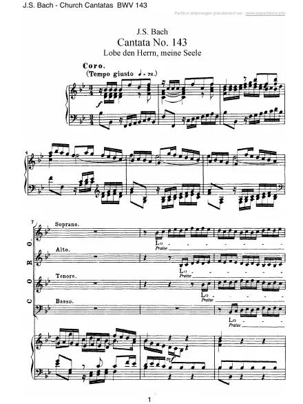First page of Cantate BWV 143 - Lobe den Herrn, meine Seele