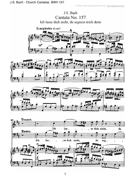 First page of Cantate BWV 157 - Ich lasse dich nicht, du segnest mich denn