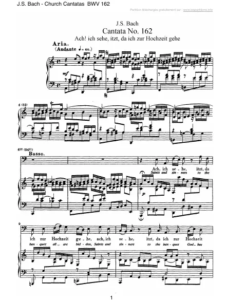 First page of Cantate BWV 162 - Ach! ich sehe, jetzt, da ich zur Hochzeit gehe