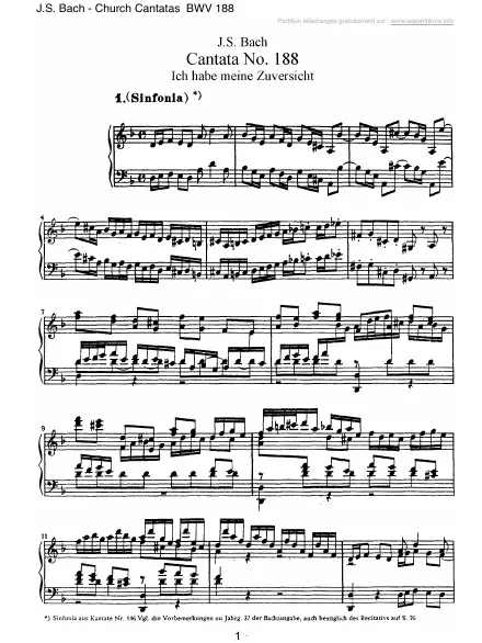 First page of Cantate BWV 188 - Ich habe meine Zuversicht