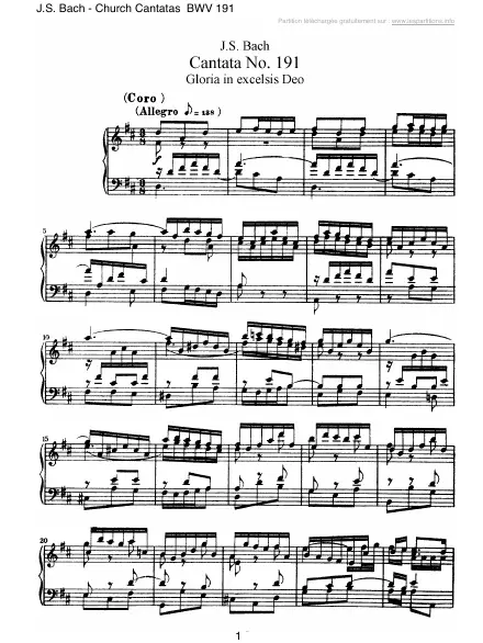 First page of Cantate BWV 191 - Gloria in excelsis Deo