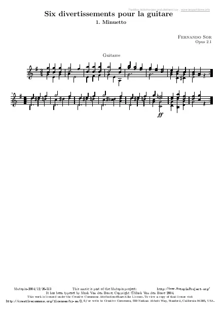 First page of Divertissements Op. 2 n°1