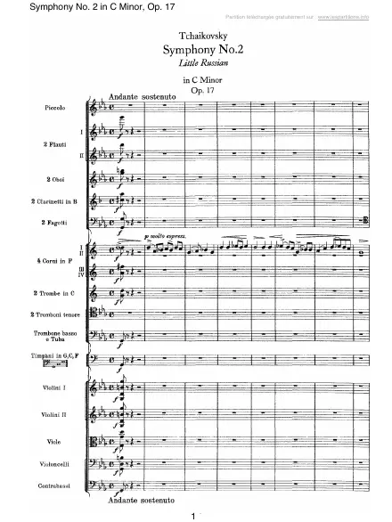 First page of Symphonie n°2 en Do mineur Op. 17 - 01 - Andante sostenuto - Allegro vivo