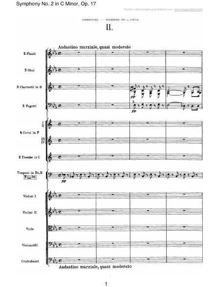 First page of Symphonie n°2 en Do mineur Op. 17 - 02 - Andantino marziale quasi moderato