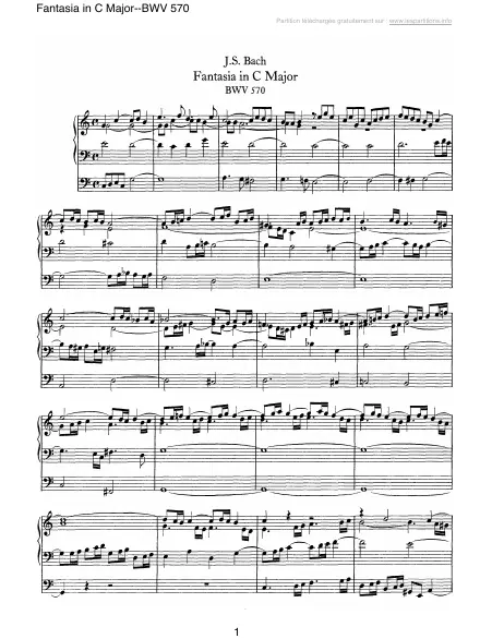 First page of Fantaisie en Do majeur BWV 570