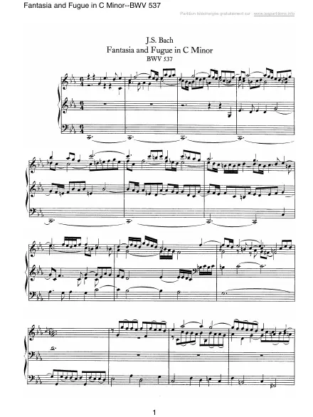 First page of Fantaisie et Fugue en Do mineur BWV 537