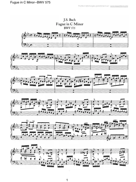 First page of Fugue en Do mineur BWV 575