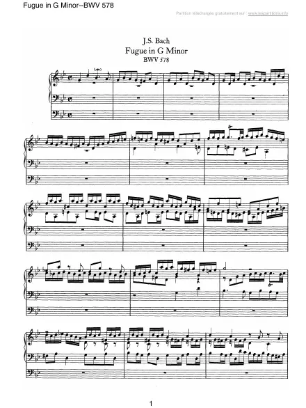 First page of Fugue en Sol mineur BWV 578