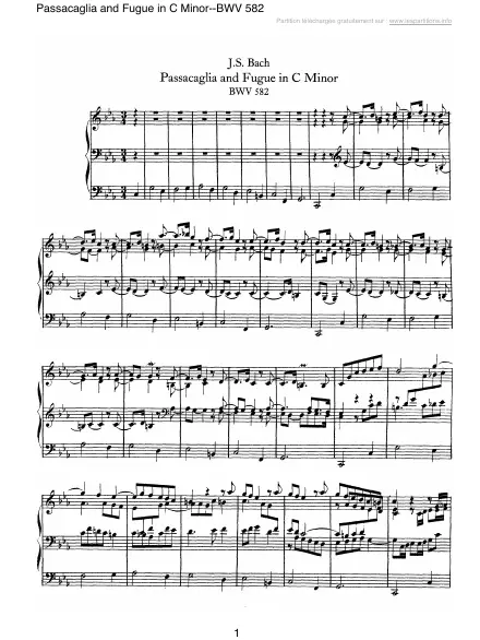 First page of Passacaglia et Fugue en Do mineur  BWV 582