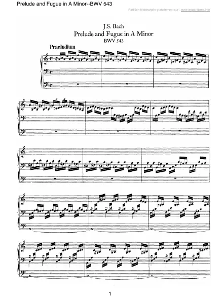 First page of Prélude et Fugue en La mineur BWV 543