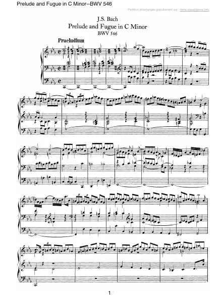 First page of Prélude et Fugue en Do mineur BWV 546