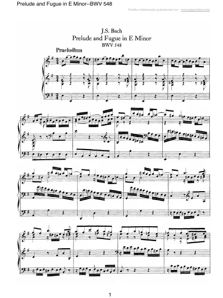First page of Prélude et Fugue en Mi mineur  BWV 548