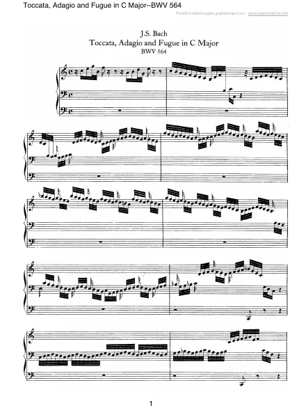 First page of Toccata, Adagio et Fugue en Do majeur BWV 564