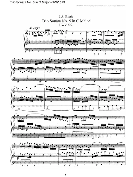 First page of Sonate en trio n°5 en Do majeur  BWV 529