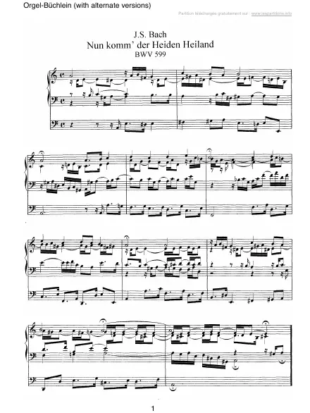 First page of Le petit livre d'orgue - Orgelbüchlein - 45 Choral et Préludes BWV 599-644