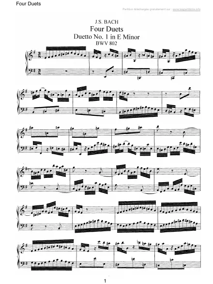 First page of Quatre duos BWV 802-805