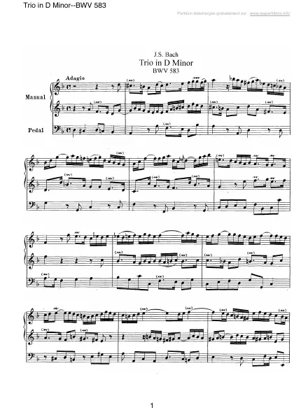 First page of Trio en Ré mineur BWV 583